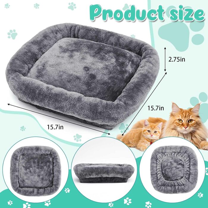 Подушка на платформу для котячого будиночка Abbylike, сіра, 40x40 см, 2 шт.