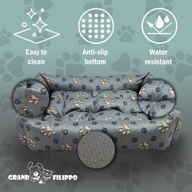 Лежанка для собак - водовідштовхувальна, для маленьких та великих собак, з неслизьким дном, корзина для собак, лежанка для собак (95x75x20, Велика лапа)