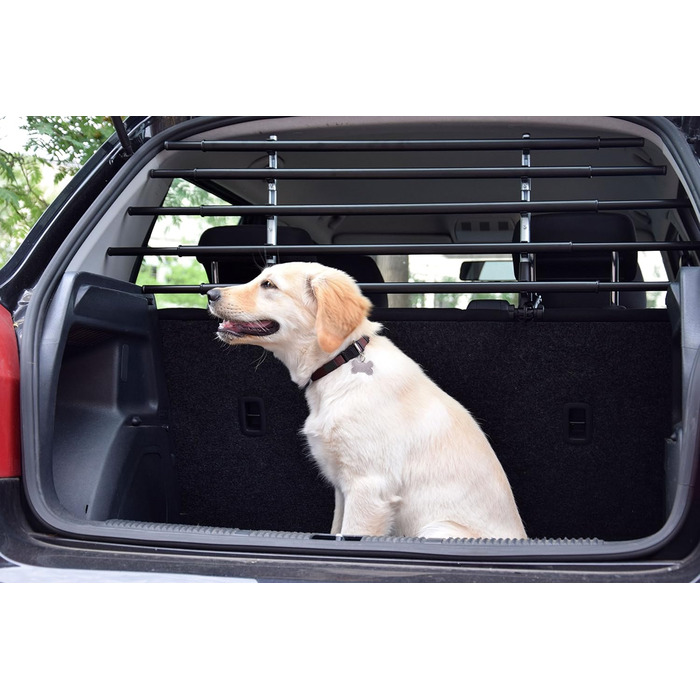 Бар'єр для собак у багажник Dobar® 62200 - складаний, універсальний, для автомобіля, з нержавіючої сталі, 28-36 x 82-141 см, чорний