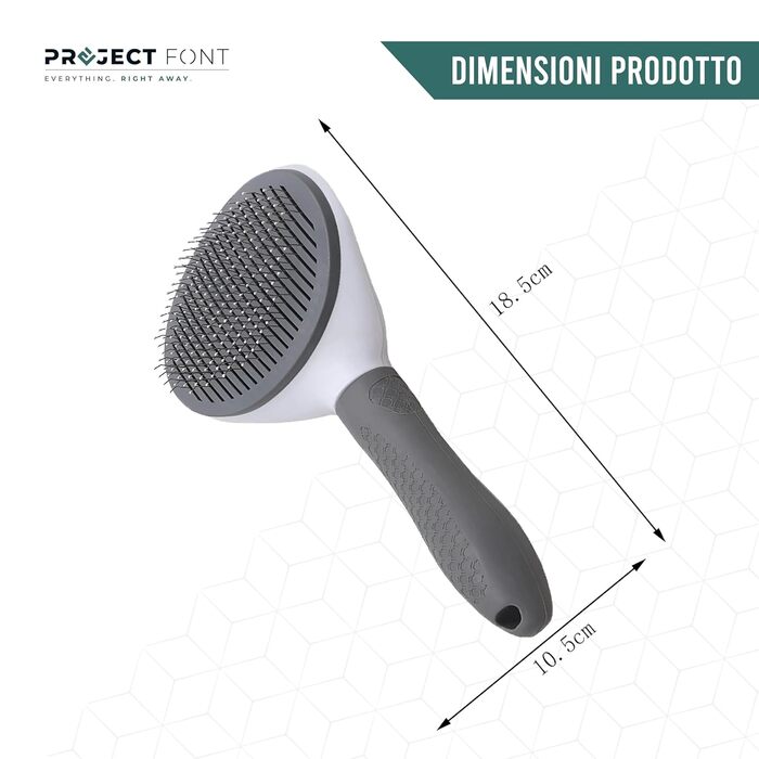 Щітка для тварин самоочищувана, для видалення шерсті котів та собак, видалення підшерстя, неслизька ручка (сіра)
