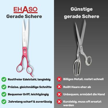 Широкі ножиці з нержавіючої сталі EHASO, 23 см, прямі, з алюмінієвою ручкою