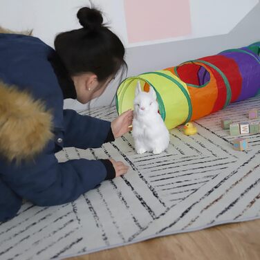 Складаний тунель для гризунів Linifar 119×25 см з 3 трав'яними м'ячами, іграшка для кроликів, морських свинок, хом'яків, шиншил, щурів