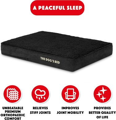Ортопедичне ліжко для собак, середнього розміру, плюш, 86 x 56 x 10 см, вологостійке, з ефектом пам'яті