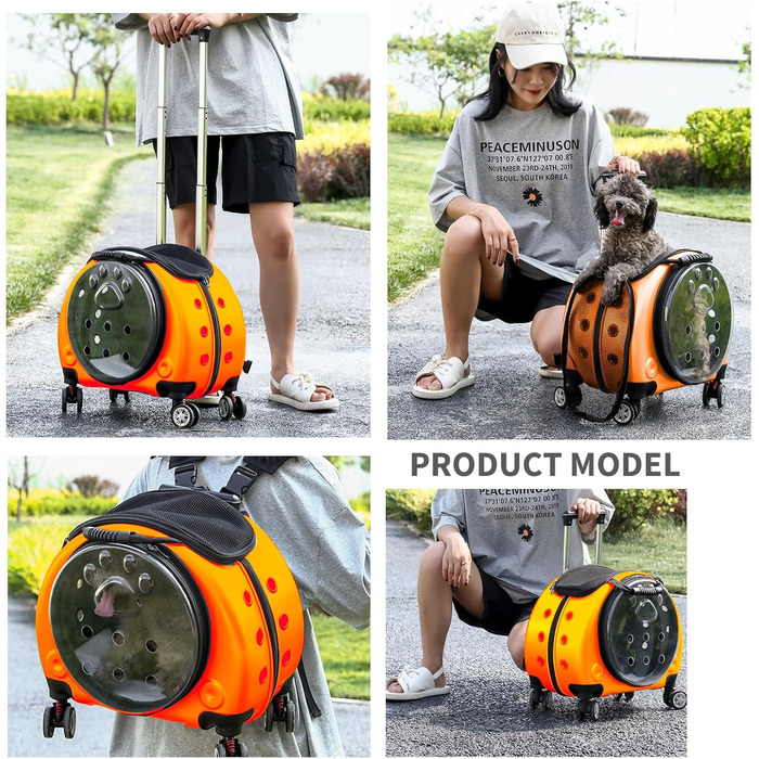 Рюкзак для тварин PETCUTE, розкладний, до 7.5 кг, з підкладкою, гарна вентиляція, для собак та котів, ідеальний для подорожей та прогулянок (Помаранчевий)