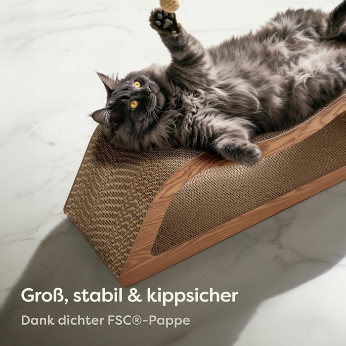 Кігтеточка для котів 3 шт. XXL 75см – Міцний картон для догляду за кігтями – До 2 років використання – Економія місця – Захист дивану та меблів (Cloud) (Коричневий)