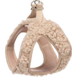 Нашийник для собак Flamingo Step&Go Pookie – Бежевий – Розмір S (A: 30–35см, B: 37–40см, 5мм) – М'який флісовий нашийник з липучкою, кліпсою та золотими деталями