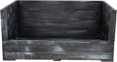 Собаче ліжко Kistenkolli Altes Land Balu з дерева з подушкою, корзина для собак, лежанка, вінтажний диван для собак, білий (90x57x45 см, Shabby Schwarz)