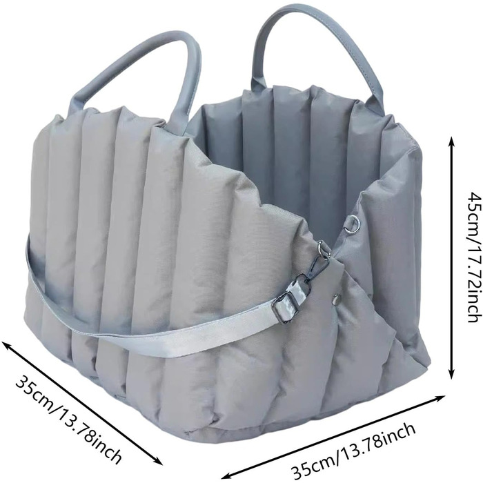 Автокрісло для собак, переноска для собак до 5 кг, неслизьке автокрісло для собак, стильне автокрісло для собак (сірий)