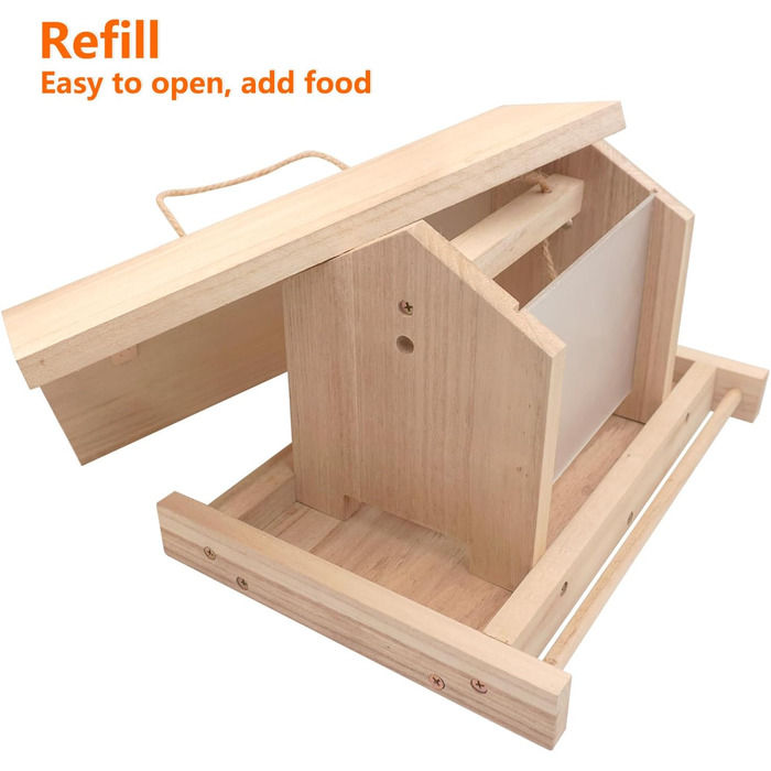 Дерев'яний будиночок для птахів Zeqeey на підвісці: велика місткість, годівниця для диких птахів, Finken, Rotkehlchen, Sparrows