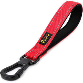 PLUTUS PET короткий повідок для собак 25,4 см, з м’якою нейлоновою ручкою, міцний поводок з карабіном, для великих і середніх собак, червоний