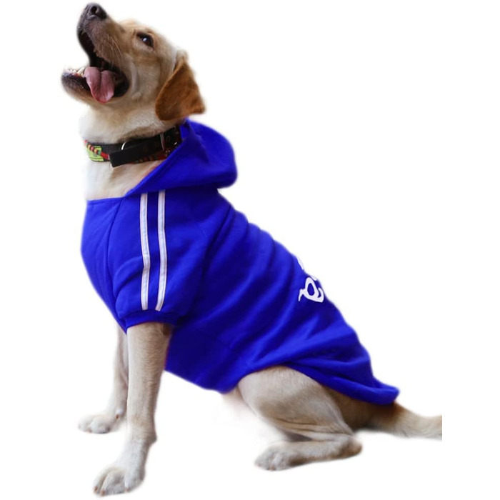 Теплий халат з капюшоном для собак, одяг, пуловер, футболка для цуценят (3XL, темно-синій)