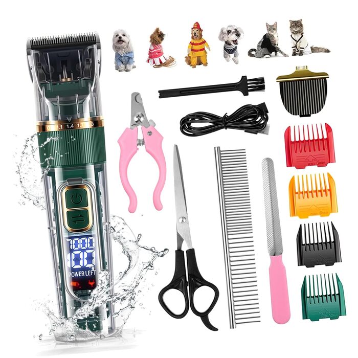 Набір для грумінгу собак POPETPOP: машинка для стрижки шерсті, акумуляторна, бездротова, тиха, з аксесуарами та гребінцями