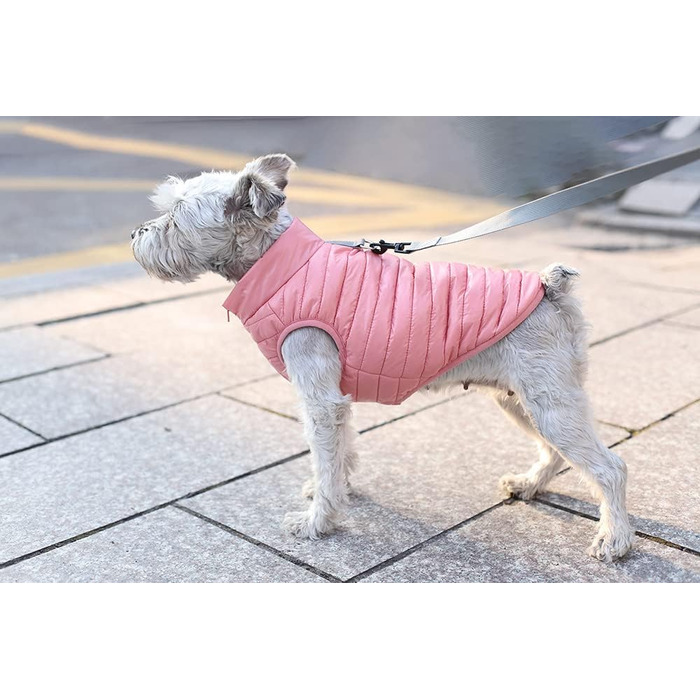 Зимовий теплий водонепроникний теплий зимовий одяг для собак з кільцем D, суперлегкий, для маленьких собак, котів, цуценят (XS, M, Рожевий)