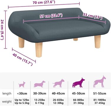 Килимок для собак, м'який лежак для тварин, лежанка-софа для маленьких собак, котів, тканина (темно-сірий)