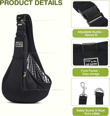 Переноска для собак та котів ALLSOPETS - reversible модель, з відділенням для зберігання. Ідеальна для маленьких собак та котів, подорожей та активного відпочинку (чорний колір)