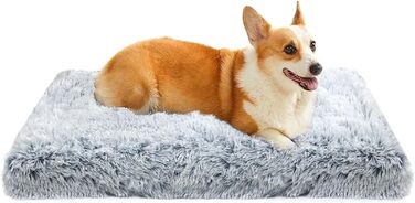 М'яке ліжко для собак, пухнасте килимок, ліжко-матрац для собак, омбре сірий, 75x50x8 см