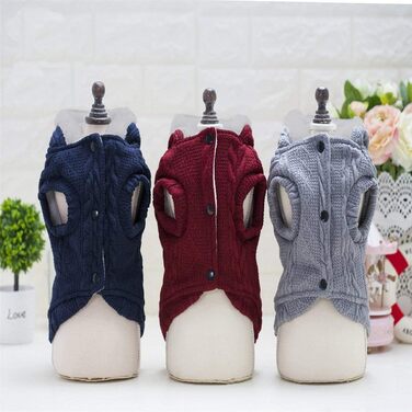 Вовняний пуловер для собак з капюшоном, теплий зимовий пуловер з ролетним коміром, флісовий пуловер, теплий одяг для собак та котів, розмір L (об'єм грудей: 42 см), класичний червоний колір