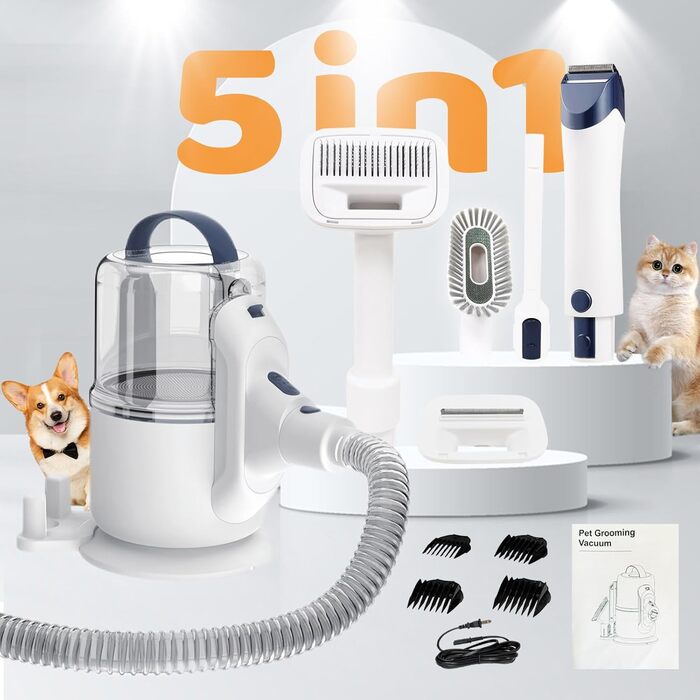 Пылесос для ухода за шерстью домашних животных, набор для груминга собак, 3 режима всасывания, объем контейнера 2,1 л, для сбора шерсти
