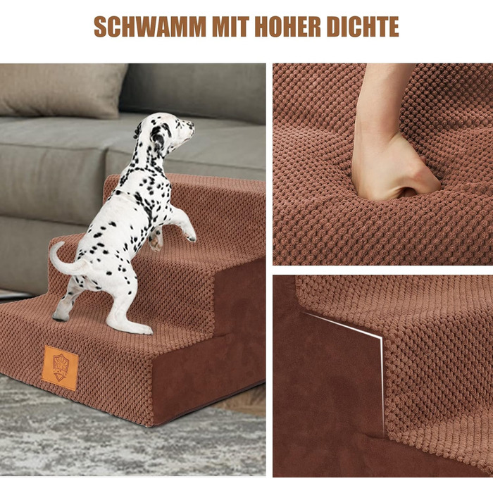 Сходинки для собак та котів Zvonema: 3 сходинки, антиковзкі, знімний чохол, для маленьких тварин