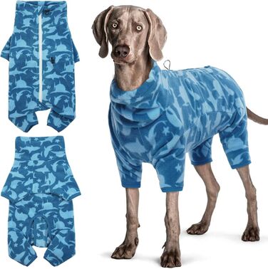 Теплий зимовий одяг для собак Hjyokuso: куртка, пуловер з флісу для малих, середніх та великих собак. Вітростійкий одяг для домашніх тварин з блискавкою. Підходить для Чихуахуа (X-3XL), колір: блакитний, розмір: XL