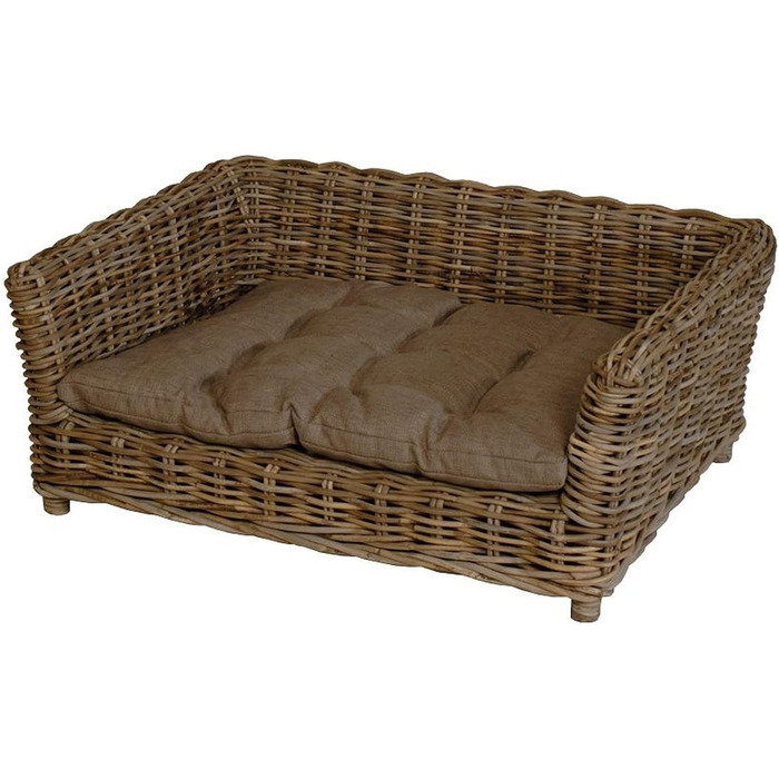 Корзина для собак з натурального ротангу з подушкою, великий розмір XL