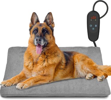Кішечковий матрац з підігрівом для котів та собак, 6 температурних режимів, таймер 24 год, LED дисплей, безпечний, бічний кабель, 60x90 см, сірий