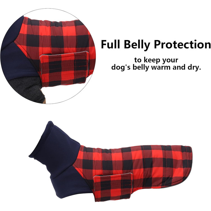 Теплий водонепроникний зимовий одяг для собак, теді для такс, M, в клітинку, червоний
