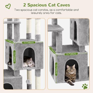 Драбина-будинок для котів Globlazer XL (156 см) сірого кольору з будиночком, платформами та сизалевими стовпчиками