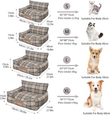 Ортопедичне ліжко для собак PETCUTE, сіре - зручне та миється, з підголовником