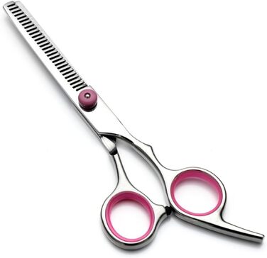 Набір професійних ножиць для собак, 4 в 1: ножиці з круглим носиком, ножиці для фінішування, прямі та вигнуті ножиці, гребінець для грумінгу, з нержавіючої сталі, для собак та котів (рожеві)