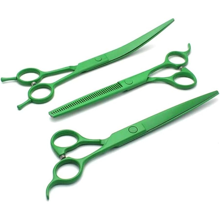 Ножиці для собак, вигнуті, професійні, набір BeautyScissors, для стрижки шерсті тварин (зелені)