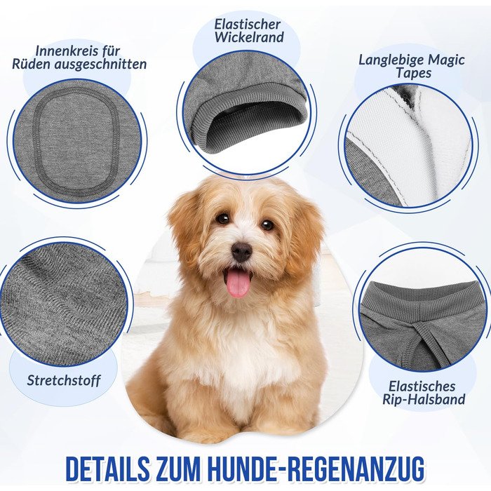 Комбінезон для собак після операції Eyein, сірий, XL (55-63 см). Дихаючий, зручний, з регульованою застібкою, захисний костюм для собак, альтернатива електронного нашийника.