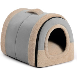 Кішечка Hollypet: ліжко для котів та маленьких собак, 2-в-1, тепле гніздо-печера з кришталевої оксамиту, сірий колір, для дому та вулиці