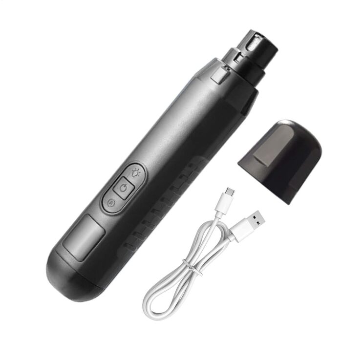 Електричний триммер для собак та котів, 5 швидкостей, акумуляторний, професійний, для догляду за кігтями, тихий, сірий