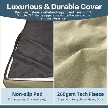 Sytopia Ортопедичне ліжко для собак XXL з Memory Foam, 17.8 см, для собак понад 45 кг, водовідштовхувальний чохол, бежевий колір