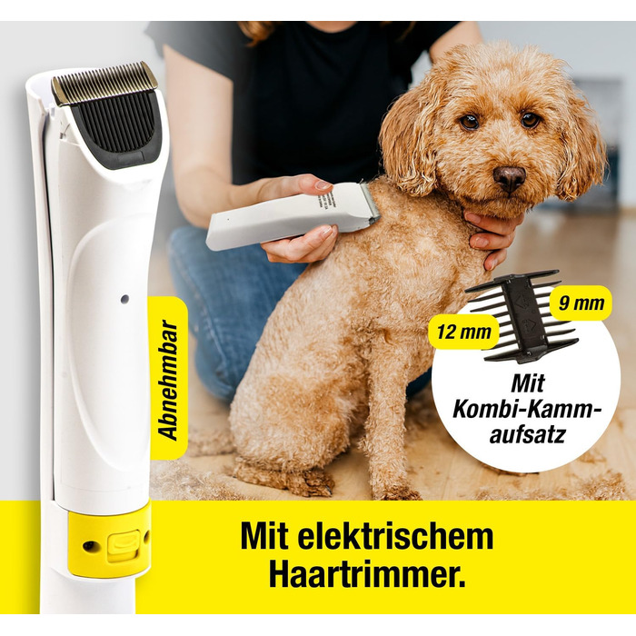 Набір для грумінгу тварин CARRERA [7 в 1]: пилосос, машинка для стрижки шерсті, щітка, 450W, 3,3L (собаки, коти)