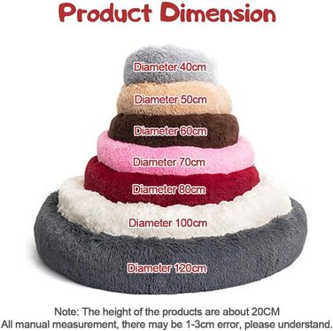 Кругле ліжко для собак та котів, м'яке гніздо-пончик для великих собак, плюшеве ліжко-кошик, миється, 70см, кремовий колір