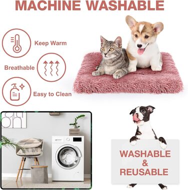 М'який килимок для собак та котів MICOOYO, 61x41 см, білий+рожевий, для маленьких собак, кошенят, миючий