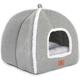 Квіткове ліжко для котів, складана хатинка, будиночок для котів з пральним подушками, ліжко для кошенят, маленьких домашніх тварин, котяче намету, м'яке та тепле котяче ліжко для дому, Сірий M(38 x 15 x 15 см)