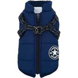 Водонепроникний жилет для собак на осінь/зиму, для цуценят та середніх порід, відбиваючий, з кріпленням для повірця, блакитний