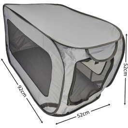 Складана переносна коробка для собак та котів 92x52x52 см з двома дверцятами, Pop-Up, для великих, середніх та маленьких собак, легка, зручна у зберіганні (зелена, сіра)