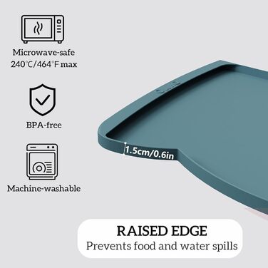 Підкладка під миску для собак та котів OHMO, 60x38 см, силіконова, неслизька, водовідштовхувальна, блакитна