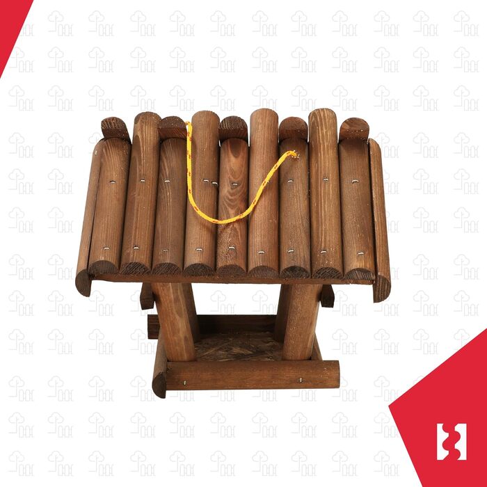 KOTARBAU® годівниця для птахів з натурального дерева, мала, темно-коричнева, підвісна, з 0,5 кг корму у подарунок