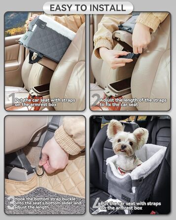 Автокрісло для собак PETSFIT - середньою консоллю, для маленьких собак до 4 кг, сірий колір