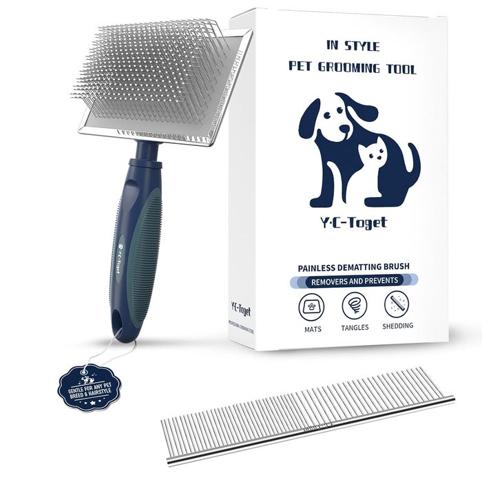 Щітка для собак Slicker з захисними кульками: масажна щітка для чутливої шкіри та шерсті, професійний догляд для довгошерстих собак та котів, Лабрадор