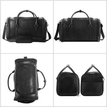 Сумка-переноска для тварин Johomviin з натуральної шкіри для собак та котів до 6,8 кг, схвалена авіакомпаніями, чорна