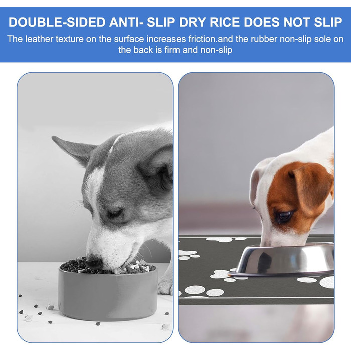 Килимок під годівницю для собак, 30x50 см, кремнезем, поглинаючий, неслизький, сірий