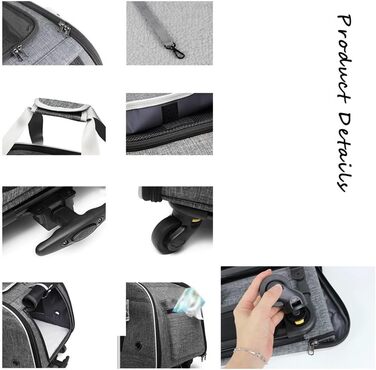 Транспортна переноска для тварин Samnuerly: складана переноска для собак та котів середніх та маленьких порід, з колесами та регульованою ручкою