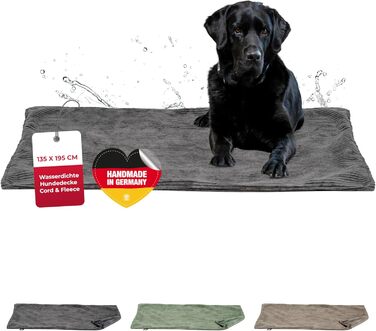 Водонепроникний плед для собак на диван – захист від плям – дихаючий та пральний – для собак та котів – виготовлено в Німеччині (Антрацит, 135x195 см)