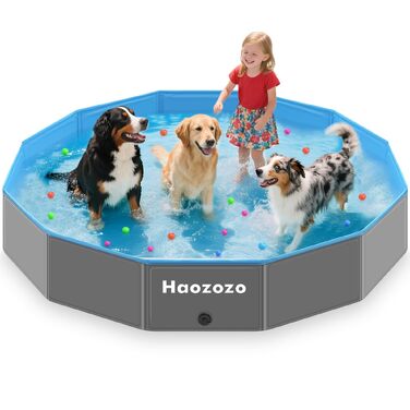Басейн для собак складний 120x30 см, міцний PVC, для великих порід, з антиковзким дном - ідеальний для саду та пляжу